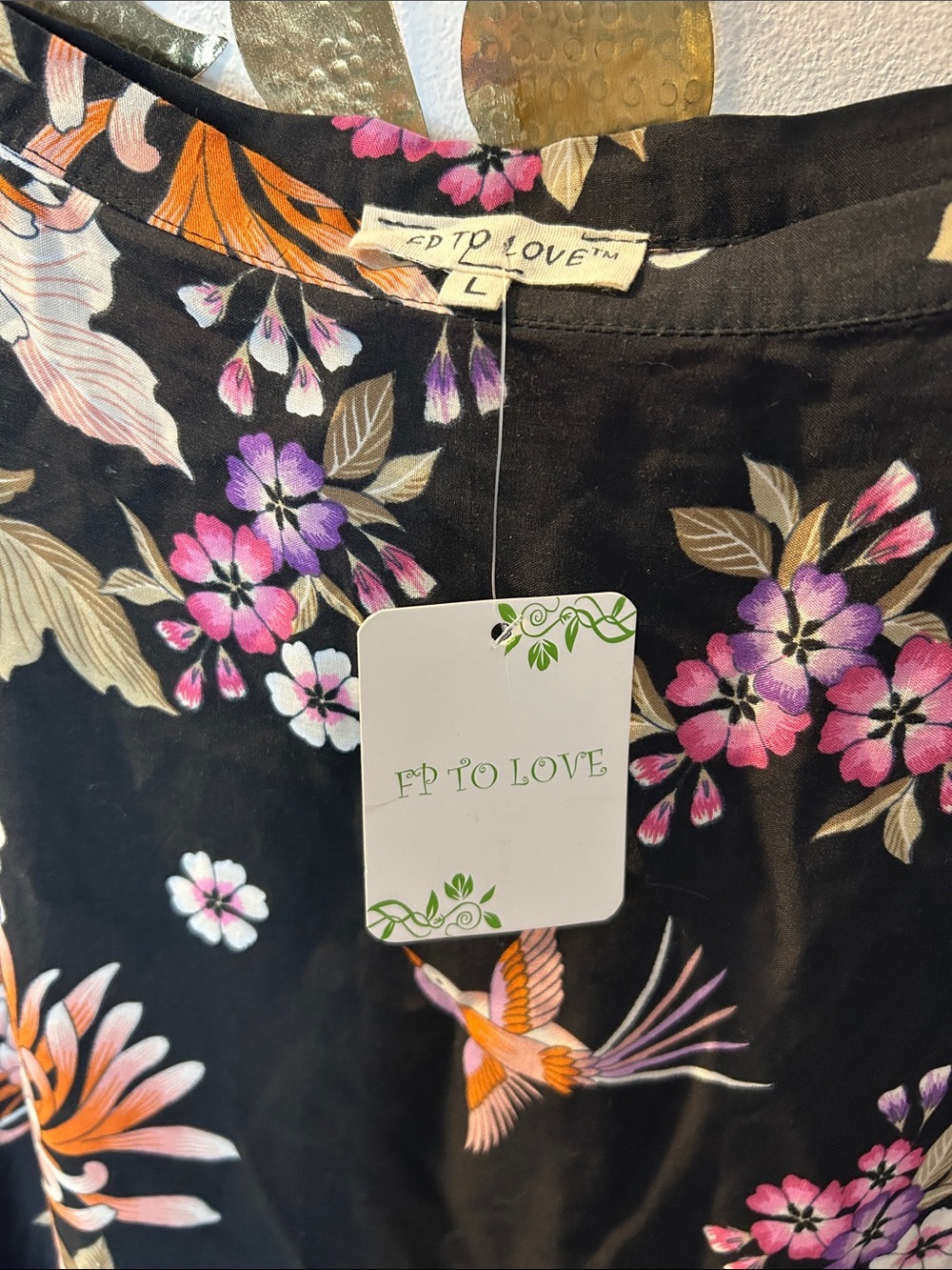 Black Floral Midi Skirt with Pink & Purple Blooms - Picture 5 of 8